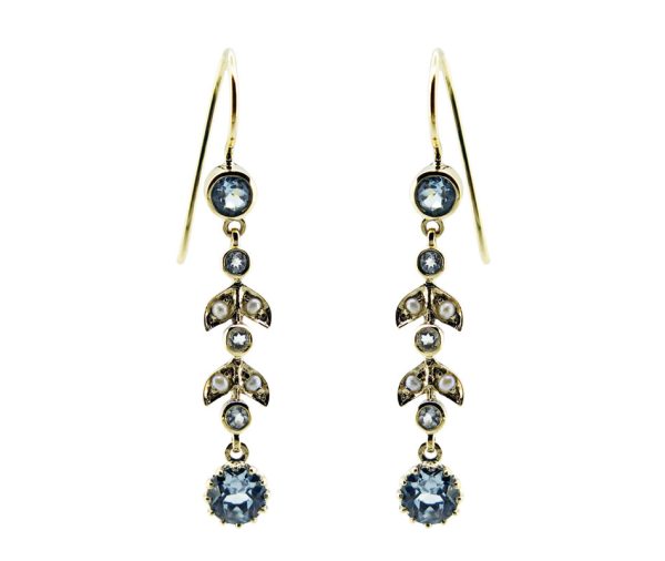 Blue Topaz & Seedpearl Earrings MJ10934