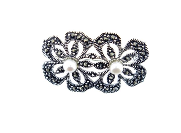 Double Flower Pearl Brooch MJ12831