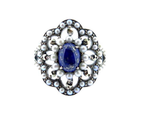 Lapis Lazuli & Seed Pearl Ring MJ15417