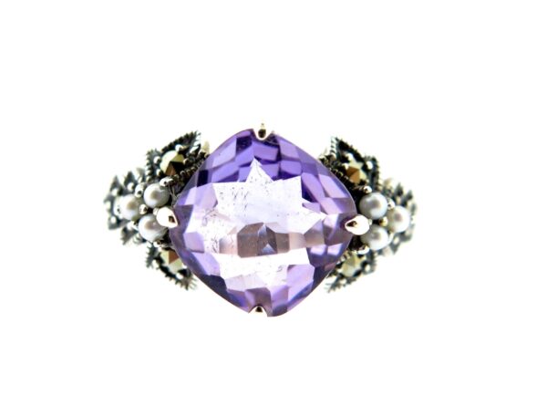 Amethyst & Seed Pearl Ring MJ16922