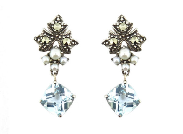 Blue Topaz & Seedpearl Earring MJ17303