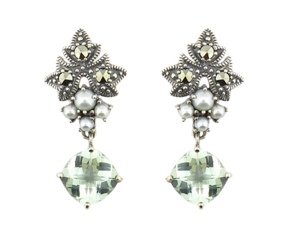 Green Amethyst & Seedpearl Earrings MJ17338