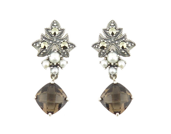 Smokey Quartz & Seedpearl Earrings MJ17339