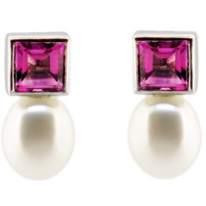 Pink Topaz & Pearl Earrings MJ11511B