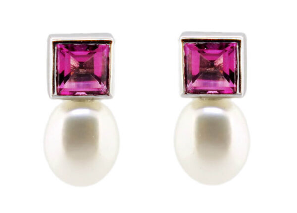 Pink Topaz & Pearl Earrings MJ11511B