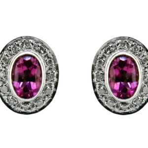 Pink Topaz & Diamond Stud Earrings MJ12917A