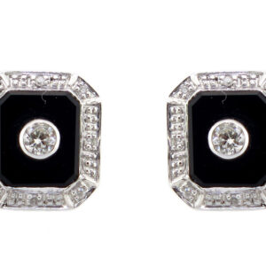 Onyx & Diamond Stud Earrings MJ13764