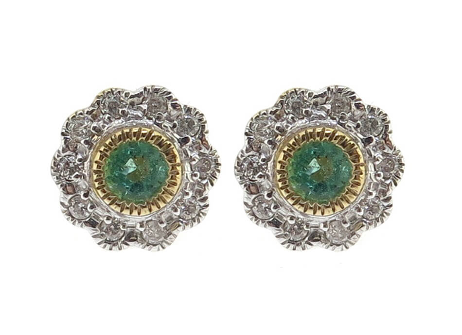 Emerald & Diamond Stud Earrings MJ14621 | Kay's Antiques