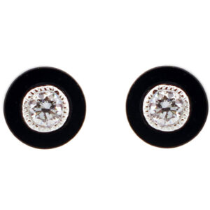 Onyx & Diamond Stud Earrings MJ14820