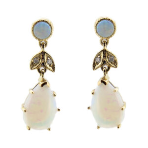 Opal & Diamond Drop Earrings MJ14843