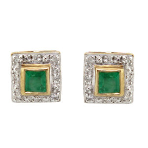 Emerald & Diamond Stud Earrings MJ16221