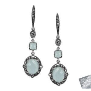 Blue Chalcedony & Rock Crystal Doublet Earrings MJ17804