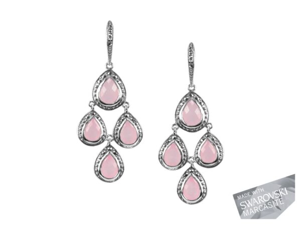 Pink Chalcedony Chandelier Earrings MJ19458