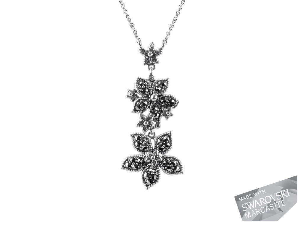 Marcasite Floral Pendant on Chain MJ19495