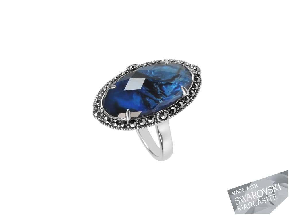 Blue Abalone Doublet Ring MJ19581