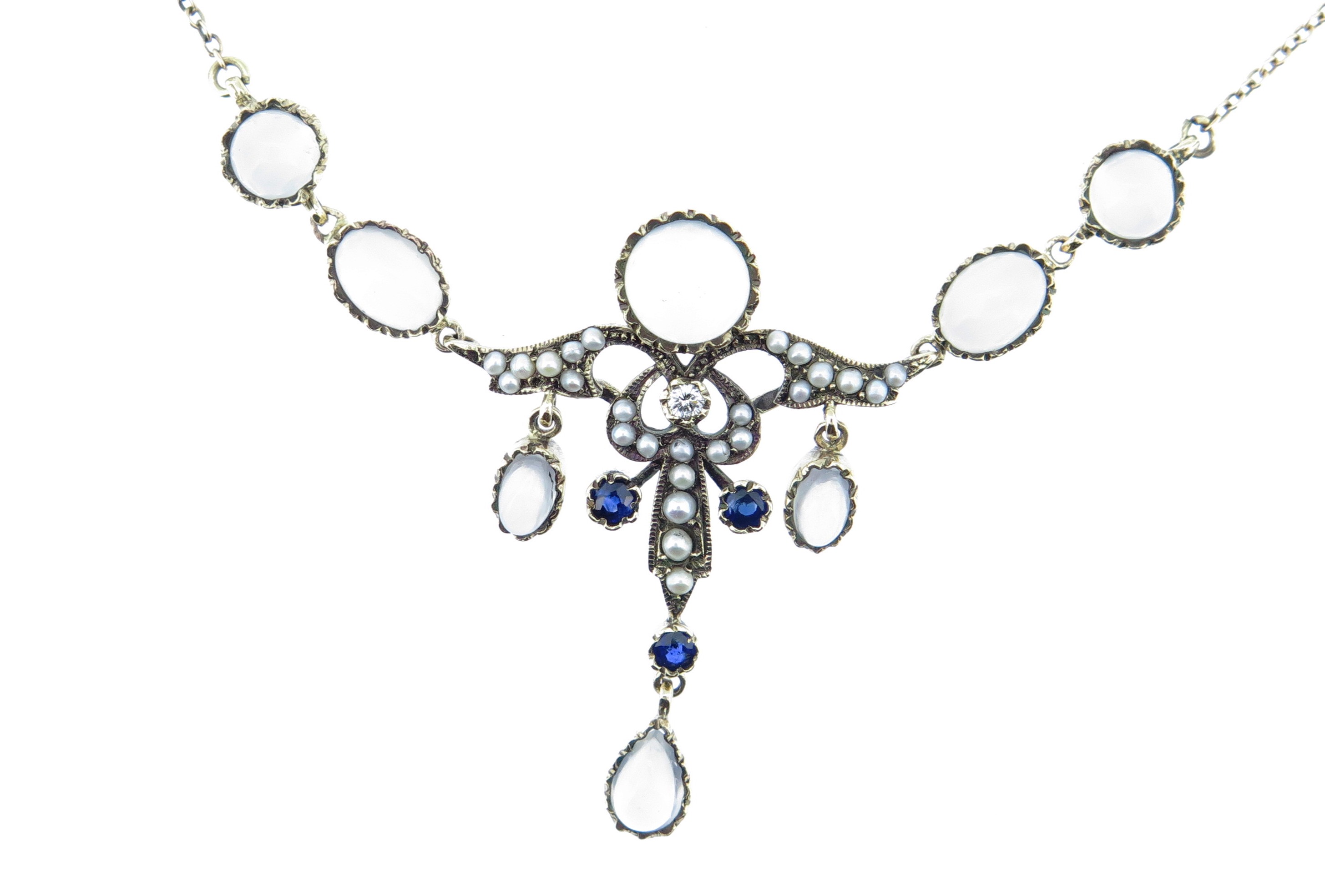 Moonstone, Sapphire & Pearl Necklace MJ19609