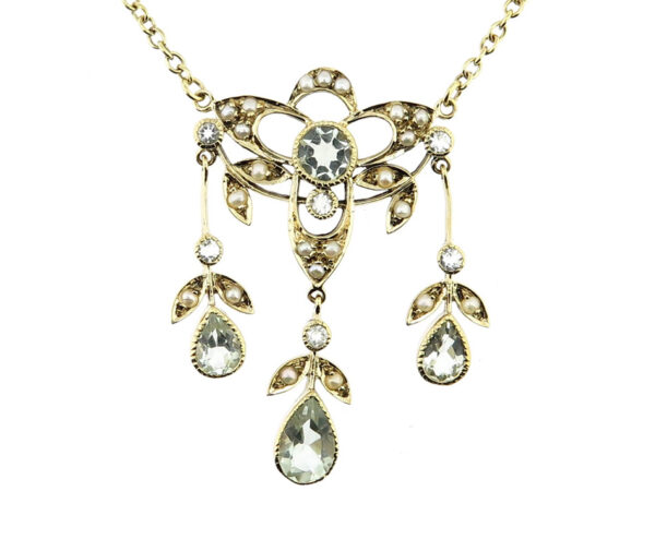 Green Amethyst & Seed Pearl Necklace MJ20261
