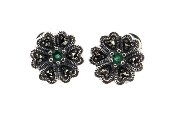 Emerald Flower Stud Earrings MJ20282