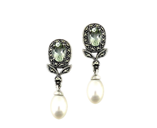 Green Amethyst & Pearl Earrings MJ20343