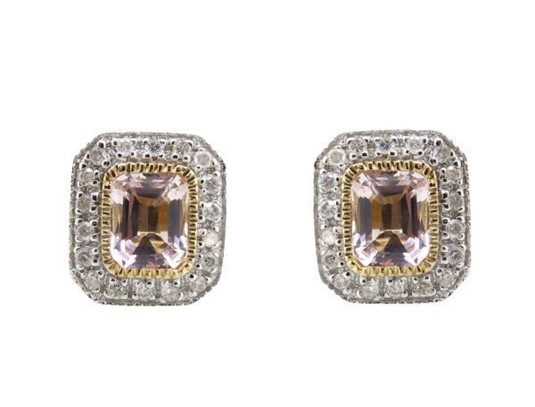 Morganite & Diamond Stud Earrings MJ21679