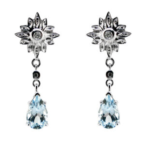 Aquamarine & Diamond Earrings MJ22429