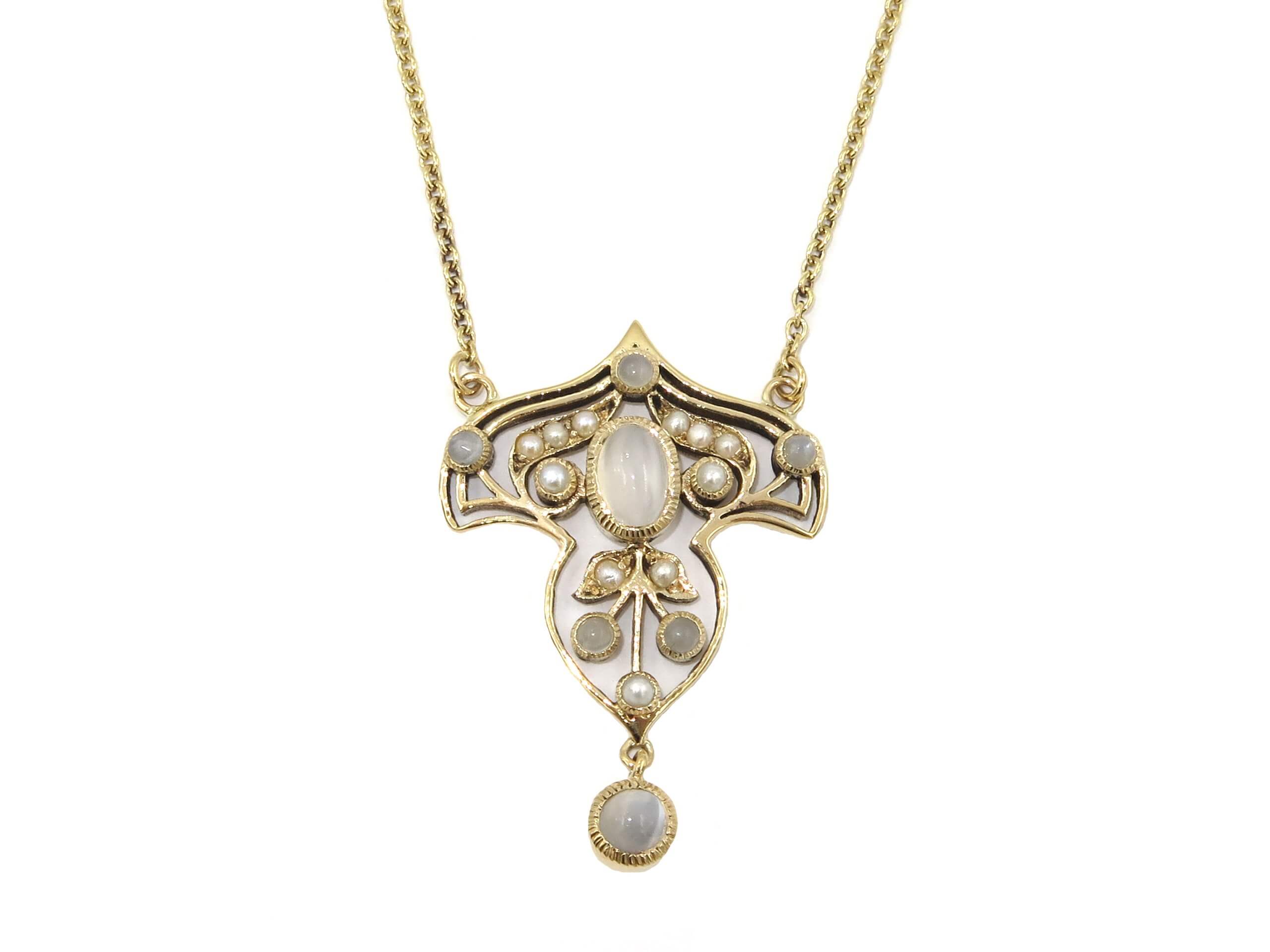 MOONSTONE AND PEARL NECKLACE MJ24404