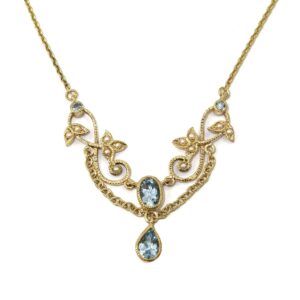 AQUAMARINE AND PEARL NECKLACE MJ24405