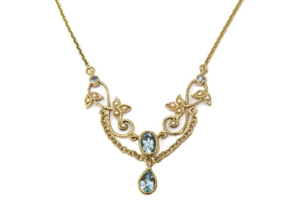AQUAMARINE AND PEARL NECKLACE MJ24405