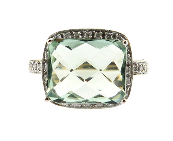 Green Amethyst & Diamond Ring MJ9169