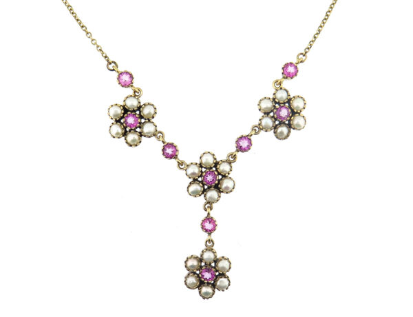 Pink Topaz & Freshwater Pearl Necklace MJ9191