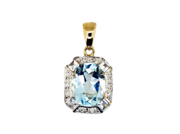 Blue Topaz & Diamond Pendant MJ22432