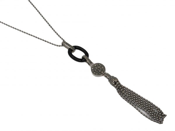 Silver Chain with Onyx MJ24876