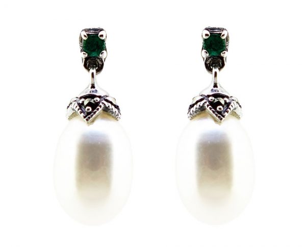 Pearl & Emerald Drop Earring MJ22444