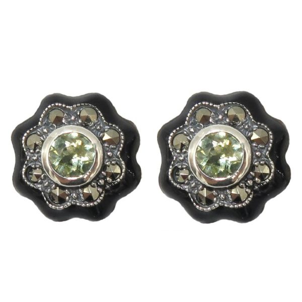 Peridot & Enamel Floral Stud MJ24113