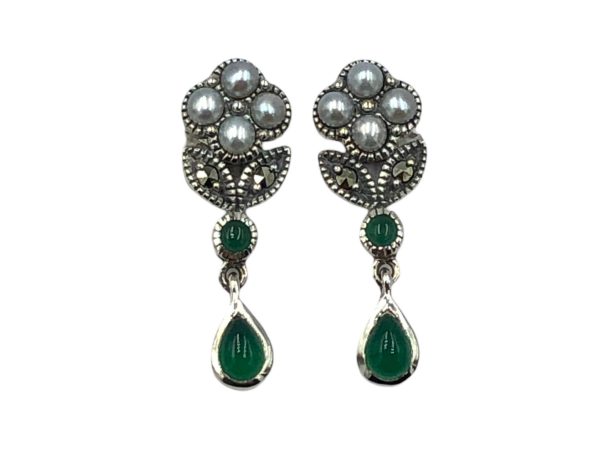 Green Agate and Seedpearl Drops MJ14200A