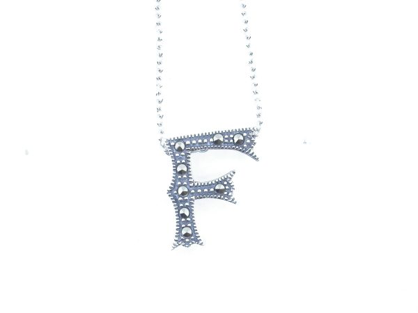 Marcasite Initial Necklace "F" MJ17930