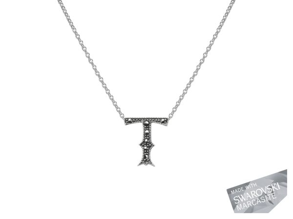 Marcasite Initial Necklace "T" MJ17937