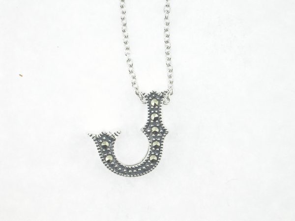 Marcasite Initial Necklace "J" MJ18107