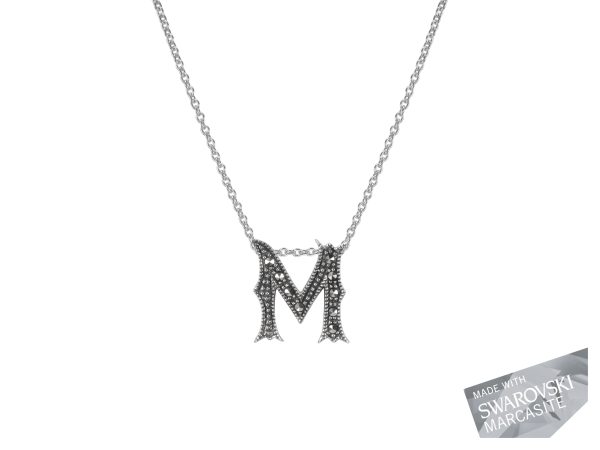 Marcasite Initial Necklace "M" MJ18110