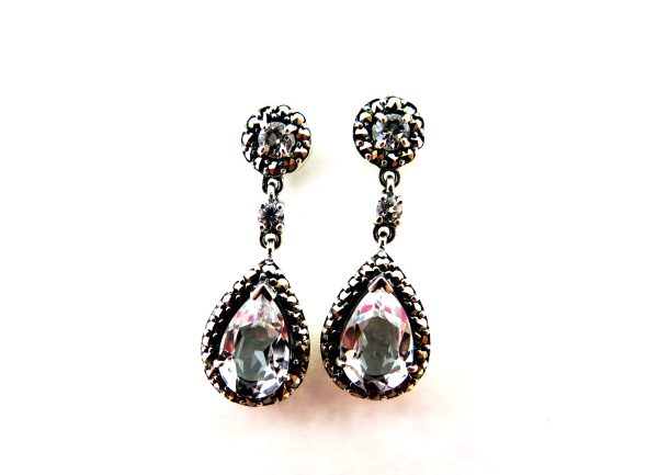 Silver Topaz Tear drop Earrings MJ18757