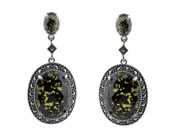 Onyx and Gold Leaf Drops MJ22955