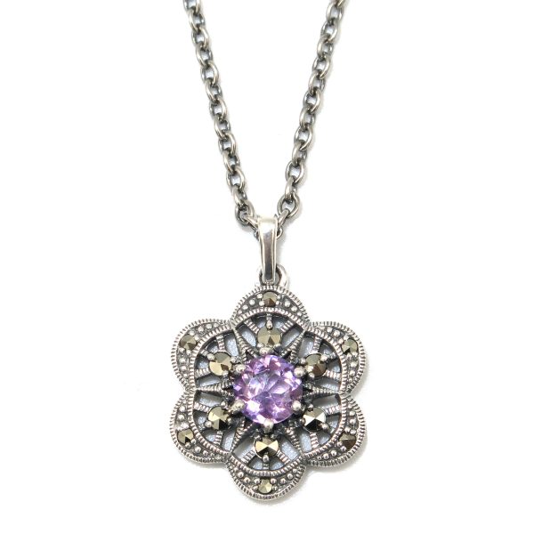 Amethyst Flower Necklace MJ24124