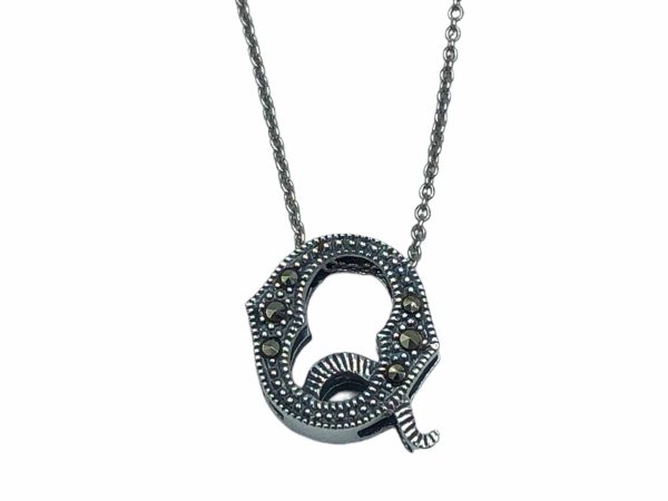 Marcasite Initial Necklace "Q" MJ25177