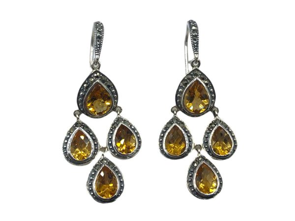 Citrine Teardrop Hook Earrings MJ25339