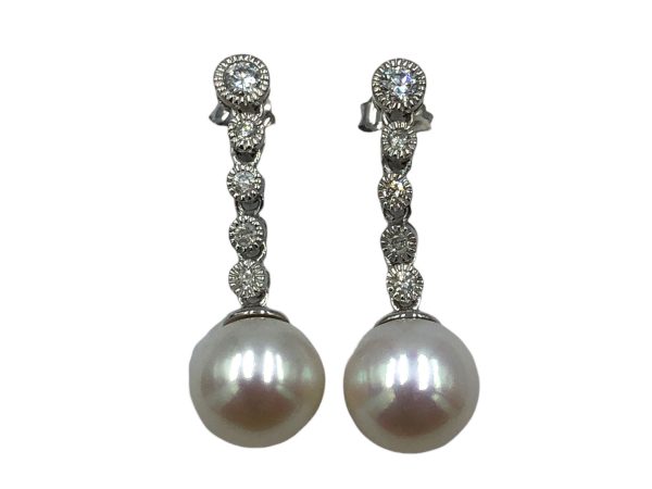 9ct Gold Pearl Drop Earrings MJ25435