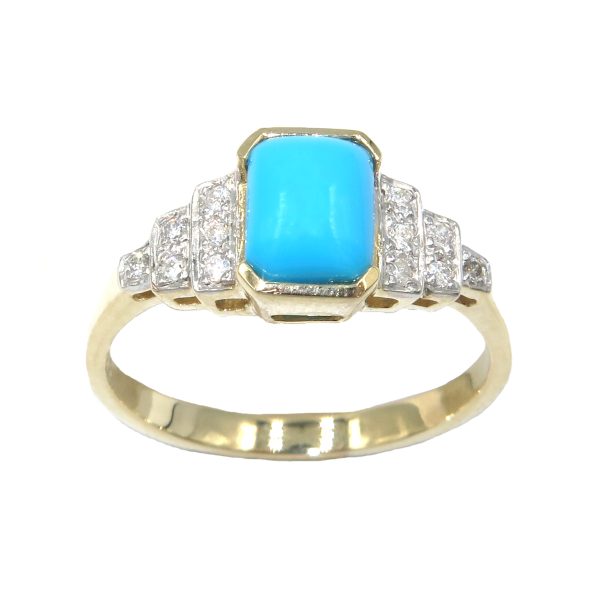 9ct Turquoise and Diamond Ring MJ24172