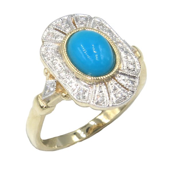 9ct Turquoise and Diamond Ring MJ24181