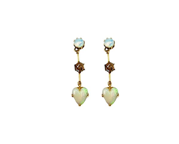 AJ16725 9ct Opal & Diamond earrings
