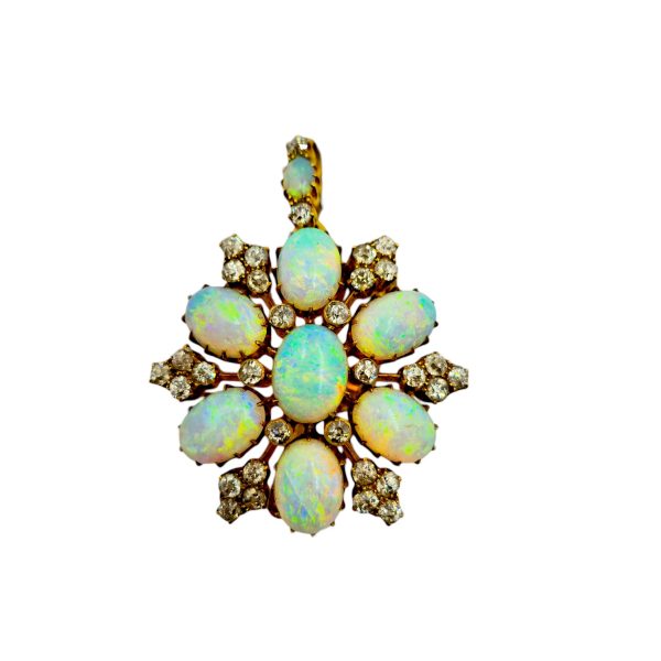 An Antique 15ct Gold Opal and Diamond Pendant NFS1104