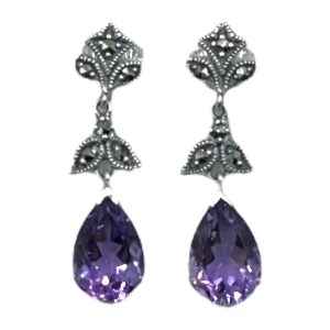 Modern Silver Amethyst Earrings MJ25611